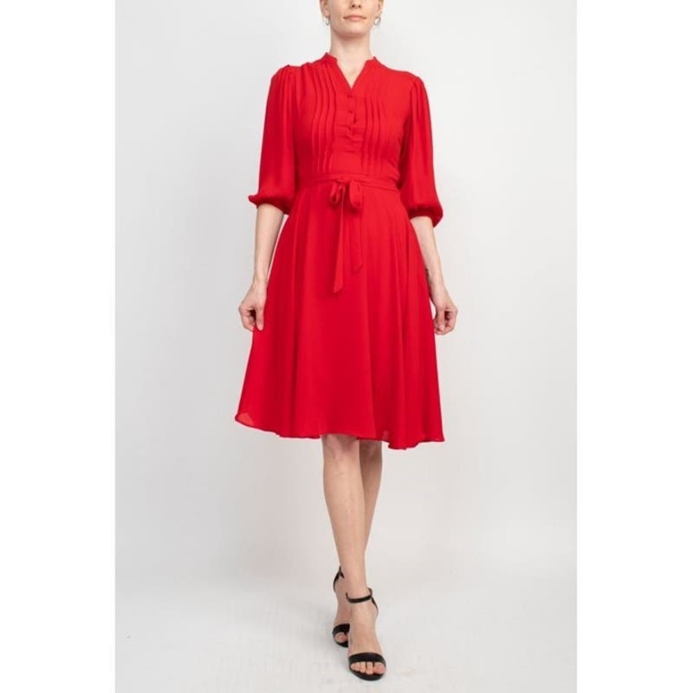 Nanette Lepore Vibrant Red Pleated Midi Dress